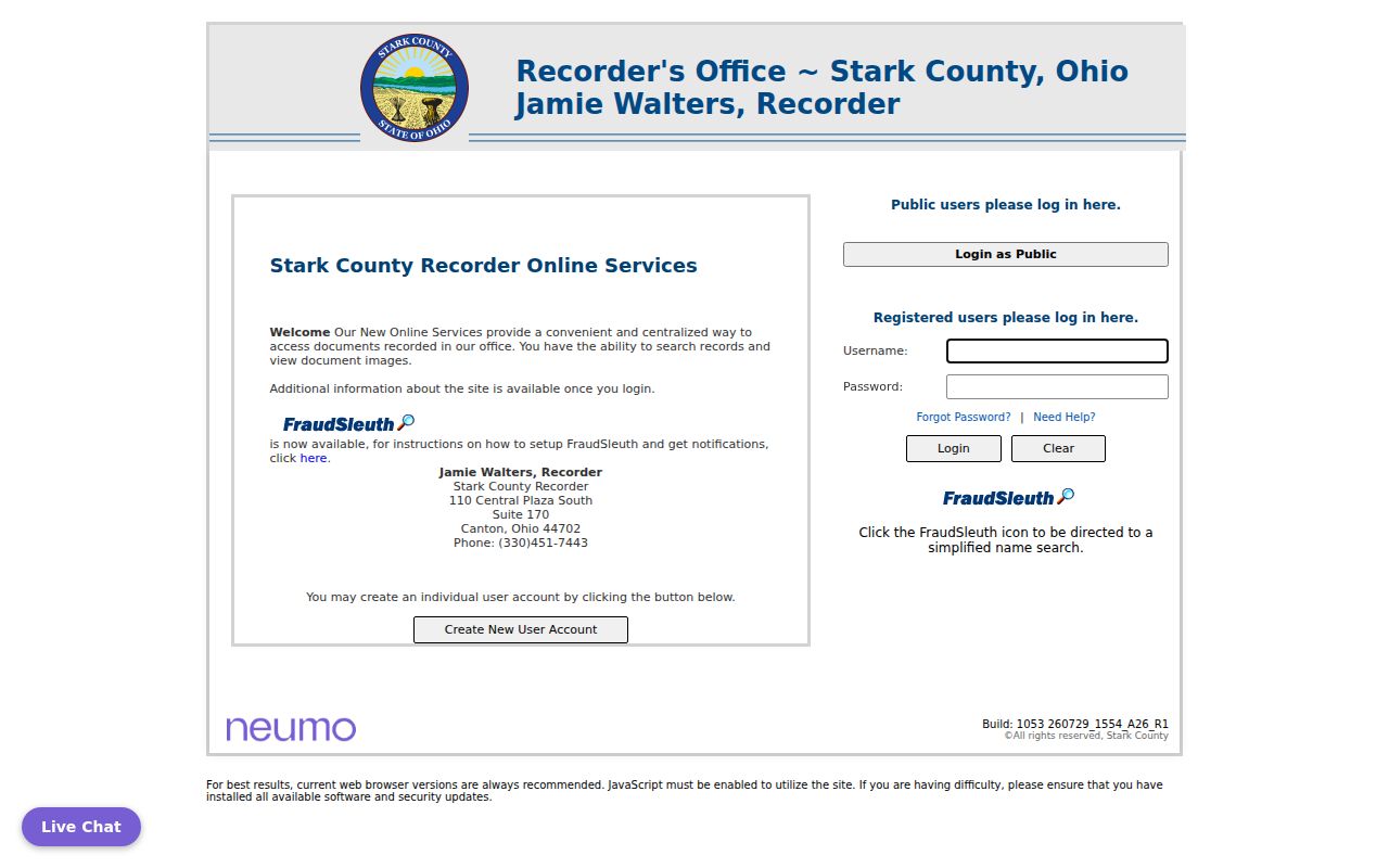 Canton residents directory Stark County Recorder public index