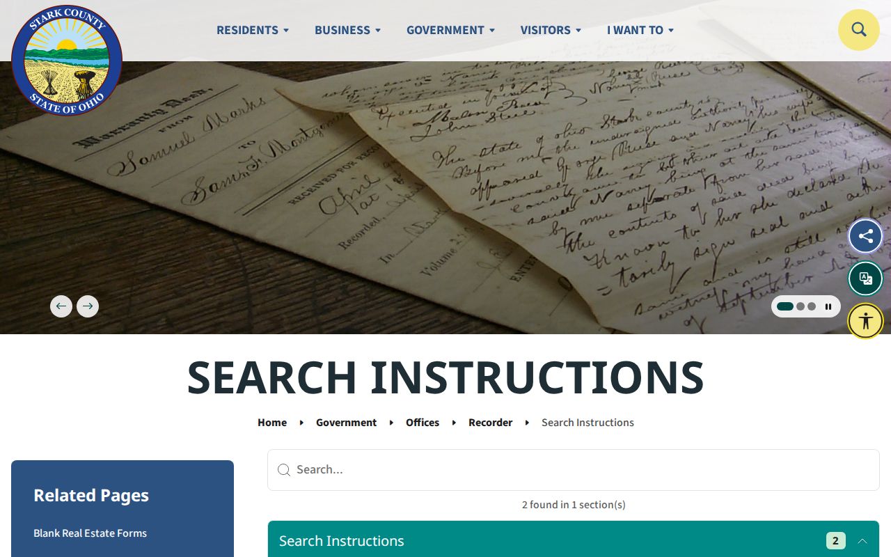Canton street directory Recorder index search instructions